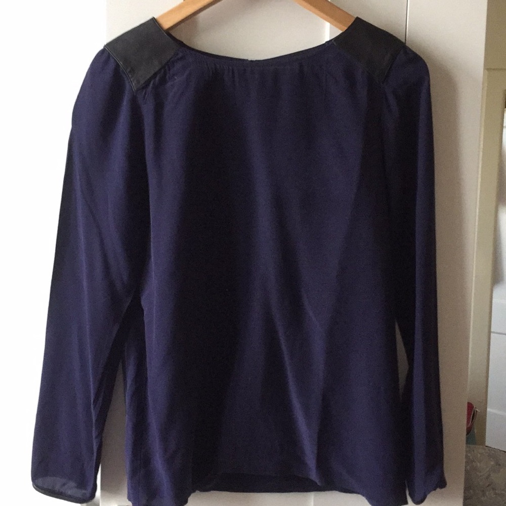 Club Monaco Silk&Leather Top
